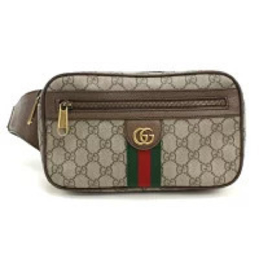 Gucci Body Crossbody Waist Bag Ophidia GG Belt Leather Beige Cream